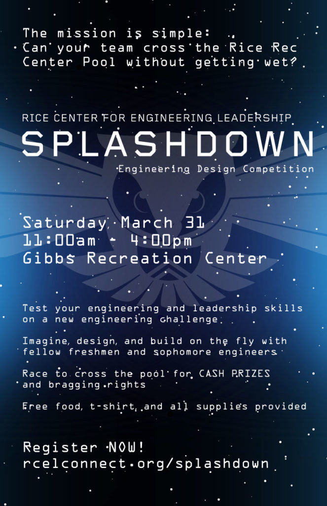 Splashdown Poster Cc Rice Center For Engineering Leadership